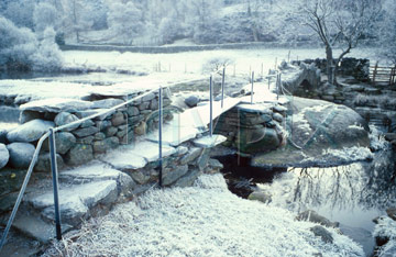 Comp image : ld01019 : Slater's Bridge, Little Langdale, in the English Lake District, covered with frost and snow