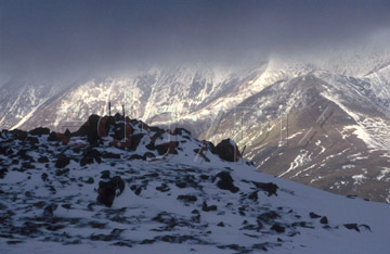 Comp image : ld02012 : Looking across Buttermere valley, in the English Lake District, with snow underfoot and a very heavy sky