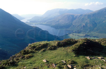 Comp image : ld03914 : Looking down to Buttermere from Haystacks, in the English Lake District, in summer evening sunshine