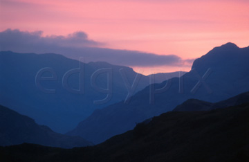 Comp image : ld04304 : Pink sunset over Langdale, in the English Lake District