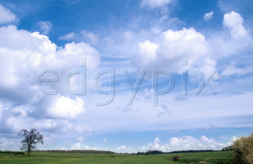 Comp image : sky0211 : Cumulus clouds in a blue sky over a sunny English landscape