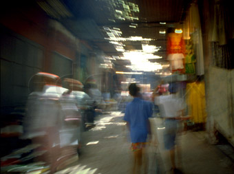 Comp image : souk : An impressionist picture grabbed on the move in the bustling souk (the market) in Marrakech, Morocco