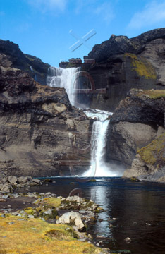 Comp image : torf1022 : The Ófaerufoss [Ofaerufoss] waterfall, in the Eldgjá [Eldgja] region of southern Iceland