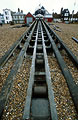 The launch track of the old Aldeburgh RNLI lifeboat; Aldeburgh, Suffolk, England