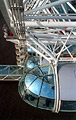 Looking down from a pod on the British Airways London Eye to the River Thames in London, England