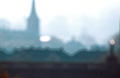 A grainy impressionist view through the mist to a church in Bath, England A grainy impressionist view through the mist to a church in Bath, England