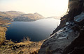 Stickle Tarn from half way up the 'Jack's Rake' route up Pavey Ark, in the Lake District. Strong winter sun.