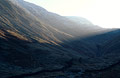 Strong winter sun and shadow, with light snow in Pasture Bottom, below Thornthwaite Crag in the Lake District