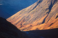 From the Scafell Pike 'corridor route', looking down Lingmell Beck towards Wasdale Head, in the English Lake District, in winter sunshine