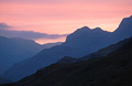 Pink sunset over Langdale, in the English Lake District Pink sunset over Langdale, in the English Lake District