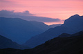 Pink sunset over Langdale, in the English Lake District