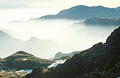 Looking south from Blea Rigg, in the English Lake District, in winter sun: temperature inversion traps thick cloud in the Langdale valley