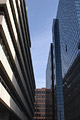 Dramatic view to the sky between two modern London buildings