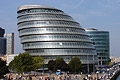 City Hall, London, located on the south bank of the River Thames near Tower Bridge. Designed by Foster and Partners, and home to the Greater London Authority.