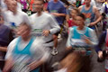 Blur of approaching runners in the London Marathon