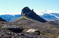 A volcanic core in southern Iceland. Myrdalsjökull [Myrdalsjokull] in the background.