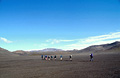 Trekking across the 'black desert' in the volcanic area of southern Iceland